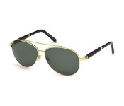 Mont Blanc MB 518S 30N Aviator Shiny Endura Gold & Black Frame and Grey/Green Mirrored Sunglasses for Unisex