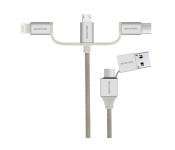 Promate UNILINK-TRIO2 3-in-1 Smart USB Cable for Charging and Data Transfer - Sliver