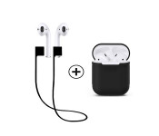 ZE Airpods Strap + Airpods Silicone Case For Apple Airpods - Black  - Similar Product Imag - ID 33225