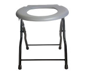 Folding Commode Chair Steel Portable Camping Toilet Seat - Grey & Black
