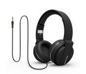 Promate Encore Lightweight Stereo Wired Heaphones with Padded Foldable Headband, Black
