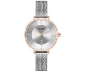 Curren 9037 Steel Analog Quartz Watch For Women Silver and Rose gold