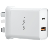 Wiwu  Power Adapter 20W PD Fast Comet USB C USB A White