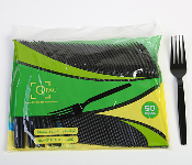 Q PAC PLASTIC FORK BLACK 50 PCS ONE PACK  - Similar Product Imag - ID 140193