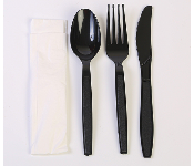 For your Kitchen! For Q PAC PLASTIC CUTLERY PACK BLACK 1 x 25 PCS - ID 140301