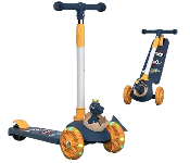 Masaar T002  2 in 1 Foldable Children s 3 Wheel Scooter with LED Wheel Blue and Yellow  - Similar Product Imag - ID 141040