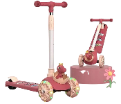 Masaar T002  2 in 1 Foldable Childrens 3 Wheel Scooter with LED Wheel Pink  - Similar Product Imag - ID 141041