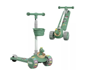 Masaar T002  2 in 1 Foldable Childrens 3 Wheel Scooter with LED Wheel Green  - Similar Product Imag - ID 141042