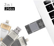 MQ 3 in 1 USB Flash Drive 256GB OTG for Android iOS Laptop PC Multicolor Refurbished SC002  - Similar Product Imag - ID 141492