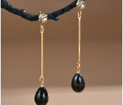 Faux Pearl Long Dangle Earrings Trendy Earrings Great Holiday Birthday Gift Black  - Similar Product Imag - ID 141619