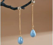 Faux Pearl Long Dangle Earrings Trendy Earrings Delicate Gift For Women Daily Casual Blue  - Similar Product Imag - ID 141625