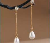 Faux Pearl Long Dangle Earrings Trendy Earrings Delicate Gift For Women Daily Casual White  - Similar Product Imag - ID 141626