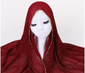 Rhinestone Decor Chiffon Scarf Classic Hijab Red  - Similar Product Imag - ID 141646