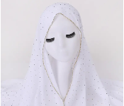 Rhinestone Decor Chiffon Scarf Classic Hijab White  - Similar Product Imag - ID 141649