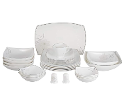 For your Kitchen! For RoyalFord 29 Pcs Daisy hard Square Dinner Set  RF8614 white - ID 141828