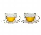 Avci Home Maker ADW12018H Borosilicate Double Wall Glass Cup 180ml 2 Pieces Plus Saucers  - Similar Product Imag - ID 7142271