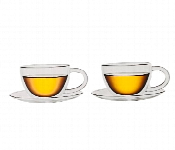 Avci Home Maker ADW5321H Borosilicate Double Wall Glass Cup 210ml 2 Pieces Plus Saucers  - Similar Product Imag - ID 7142280