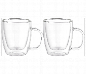 Avci Home Maker ADW5727 Borosilicate Double Wall Glass Cup with Handle 270ml 2 Piece Set  - Similar Product Imag - ID 7142283