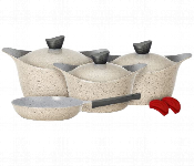 Badreig Lahoya BD 9PCS BE Beige Marble 9 Pieces Non Stick Cookware Set Granite  - Similar Product Imag - ID 7142627