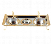 Avci Home Maker C T105101 4 Pieces Bowls Set with Footed Tray Silver Gold  - Similar Product Imag - ID 7142692