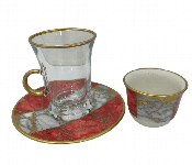 Avci Home Maker AY MRD 55 Mermer Red 55553 18 Pieces Tea and Mirra Set  - Similar Product Imag - ID 7142722