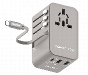 MOMAX 1 WORLD 70W GAN 3 PORT WITH BUILT IN USB C CABLE AC TRAVEL ADAPTOR GREY  - Similar Product Imag - ID 7143142