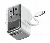 MOMAX 1 WORLD FLOW 35W 4 PORT WITH BUILT IN USB C CABLE TRAVEL ADAPTOR WHITE  - Similar Product Imag - ID 7143143