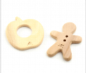 Apple and Gingerbread Man Neem Wood Teether for Babies Safe and Natural Teething Relief  - Similar Product Imag - ID 7143448