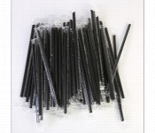 Plastic Straw Wrapped Black 8 Mm 150 Piece Package Front View - ID 7143535