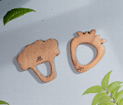 Strawberry and Broccoli Neem Wood Teether for Babies Safe and Natural Teething Relief  - Similar Product Imag - ID 7143649