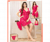 Ladies Bridal Nighty 2 Pcs Set Pink Color Elegant Sleepwear for Special Occasions  - Similar Product Imag - ID 7143661