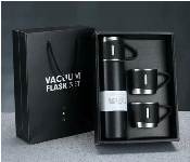 Stainless Steel 500ML Vacuum Flask Set with 3 Steel Cups 12 Hour Heat Storage Black Color 3 Sets  - Similar Product Imag - ID 7143664