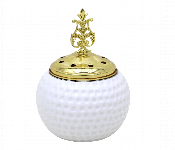 INCENSE BURNER ROUND WHITE GOLD L2576  - Similar Product Imag - ID 7144549