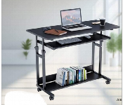 Wooden Computer Table Height Adjustable Metal Frame 80x40 cm top Black  - Similar Product Imag - ID 7144622