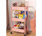 3 Layer Folding kitchen Trolley Metal Pink  - Similar Product Imag - ID 7144664