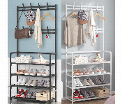 Metal Shoes Rack Stand 5 Layer with Clothes Hanger White  - Similar Product Imag - ID 7144741