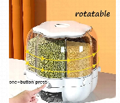 Rotating Food Bucket Transparent Rice Storage Container Front View - ID 7144807