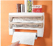 Triple Paper Dispenser Wall Mount Kitchen Wrap Organizer With Cutter For Foil Cling Film And Paper Towel Holder  - Similar Product Imag - ID 7148843