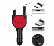 3 In 1 Car Charger Micro Type C Lightning Red  - Similar Product Imag - ID 7148999