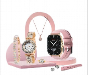 Womens 8 In 1 Smart Watch And Jewelry Set A58 Plus Bluetooth Watch Gift Combo Perfect For Her With Gift Box  - Similar Product Imag - ID 7149347