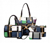 Pu Leather 6 Pcs Check Pattern Composite Shoulder Crossbody Bag For Women Blue And Green  - Similar Product Imag - ID 7149526