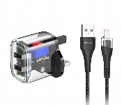 Porodo Dual Output Transparent Charger 2.4A Uk With Usb A To Lightning Cable 1.2M  - Similar Product Imag - ID 7151222