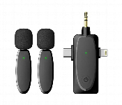 3 In 1 Wireless Microphone Dual Lavalier Microphone  - Similar Product Imag - ID 7153295