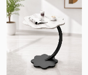 Pinpin Family Coffee Table Modern Minimalist Curved Wooden Top Metal Base Space Saving Side Table White  - Similar Product Imag - ID 7154364