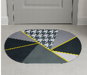 Geometric Pattern Door Mat Oval Shape With Houndstooth Centerpiece  - Similar Product Imag - ID 7154618