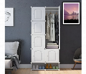 Waterproof And Dustproof Wardrobe 8 Cube With Shoe Rack White  - Similar Product Imag - ID 7154629