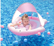 Baby Water Float Seat With Canopy 6 To 36 Months Safe Inflatable Swimming Ring Pink  - Similar Product Imag - ID 7156045