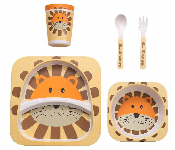 Bamboo Fiber Feeding Set 5 Piece Eco Friendly Kids Tableware With Lion Design  - Similar Product Imag - ID 7156164