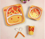 Bamboo Fiber Feeding Set 5 Piece Eco Friendly Kids Tableware With Giraffe Design  - Similar Product Imag - ID 7156166