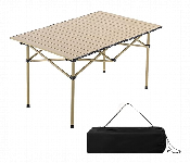 Portable Folding Camping Table Wood Grain Top Aluminum Outdoor Picnic Table With Storage Net Carry Bag Brown Black  - Similar Product Imag - ID 7161440